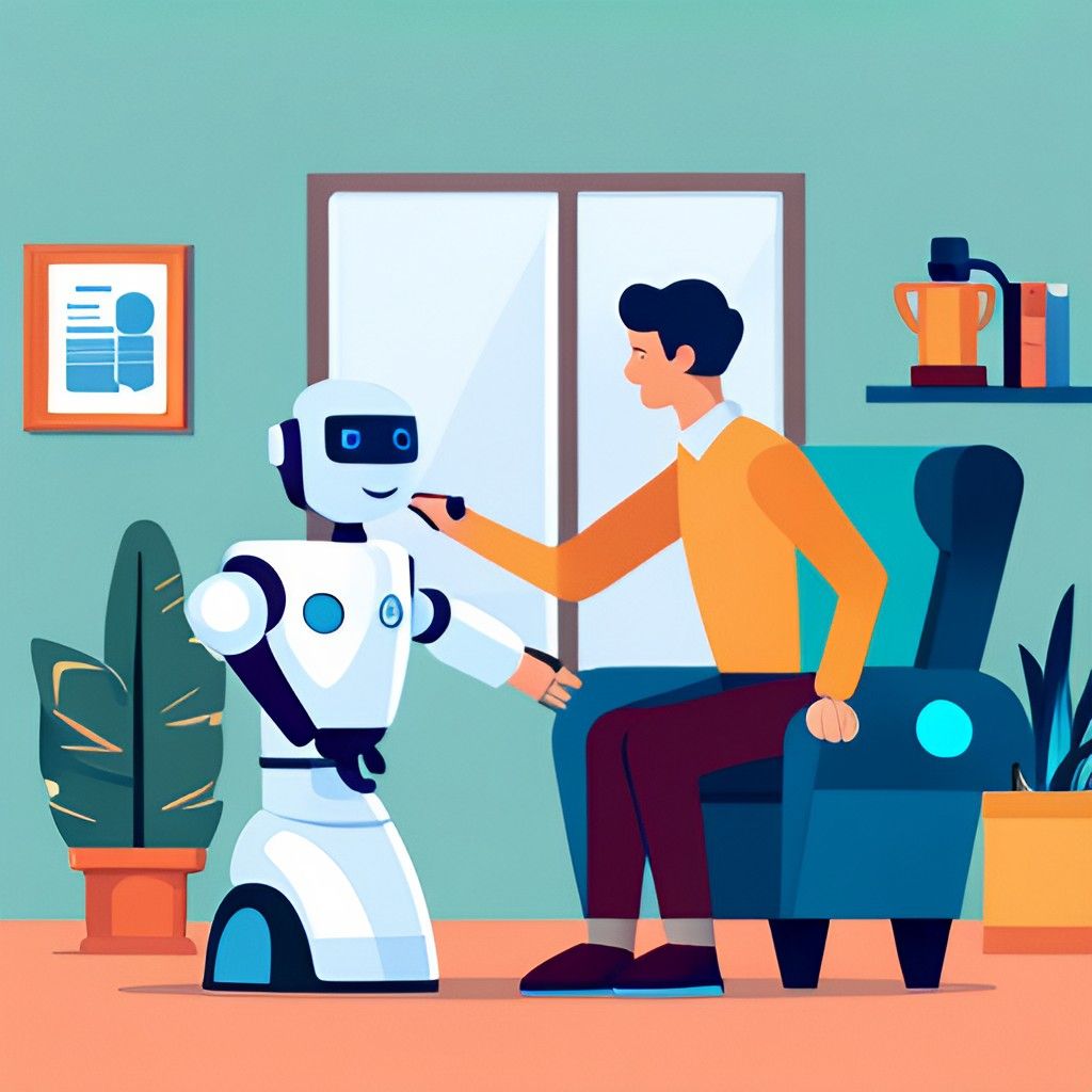 A robot caregiver helping an elderly person with daily tasks