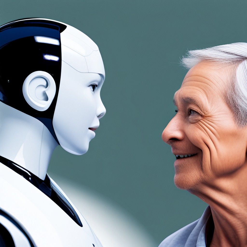 A humanoid robot interacting with a human