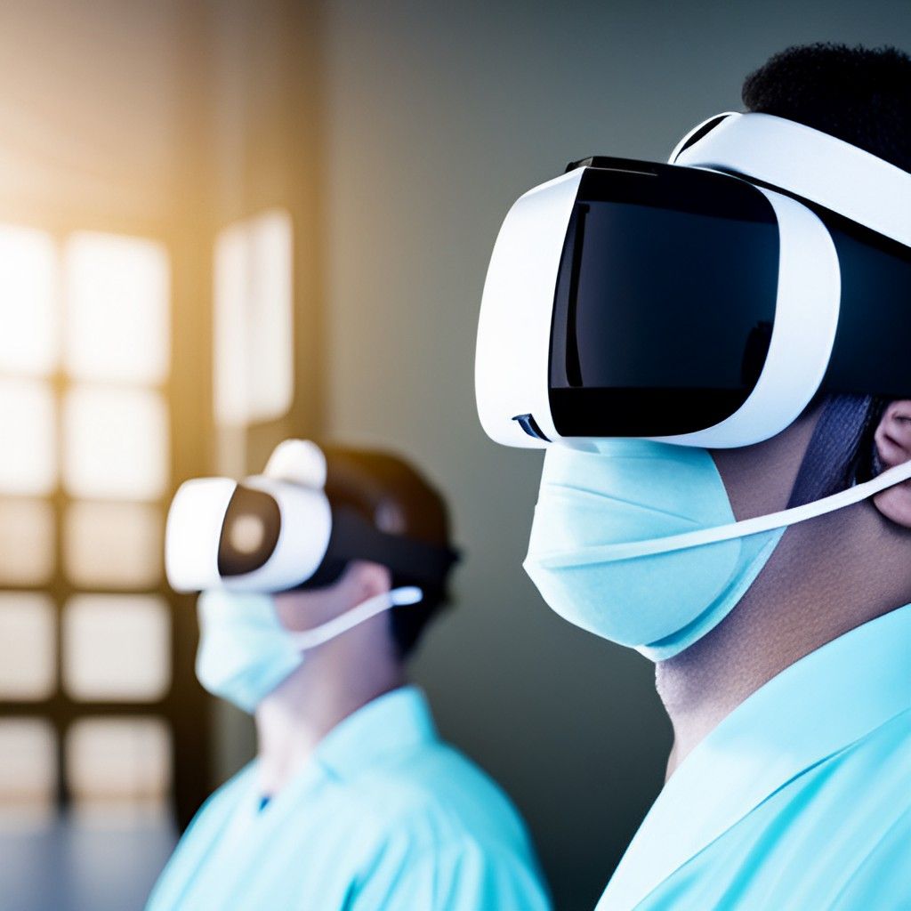 A surgeon wearing a VR headset in an operating room
